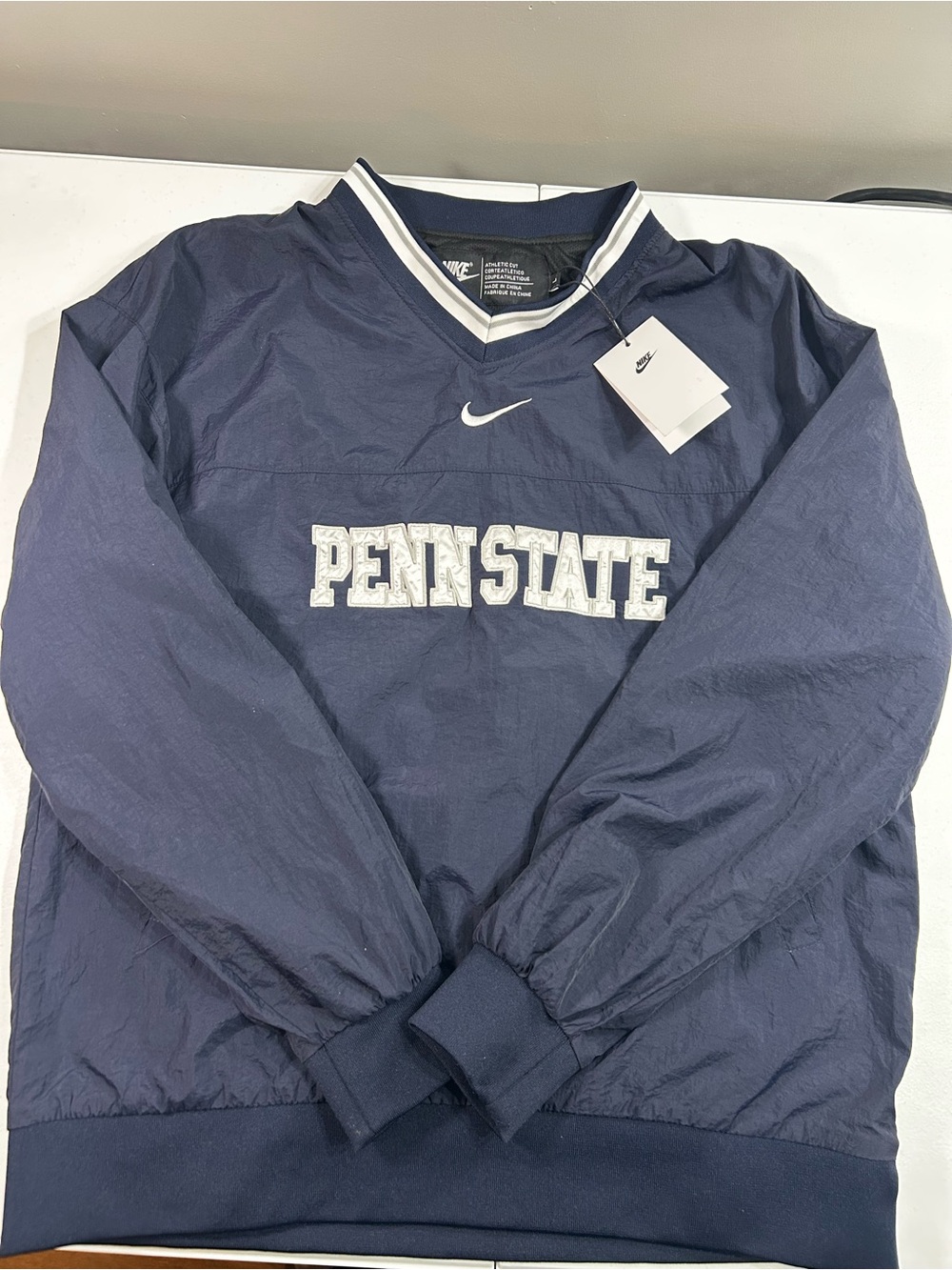 Nike Navy and White Penn State Pullover Windbreaker